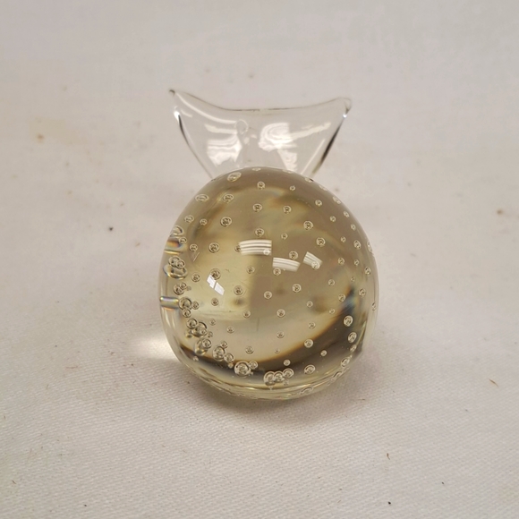 Vintage art glass clear controlled bubbles paperweight glass art whale - Picture 2 of 7